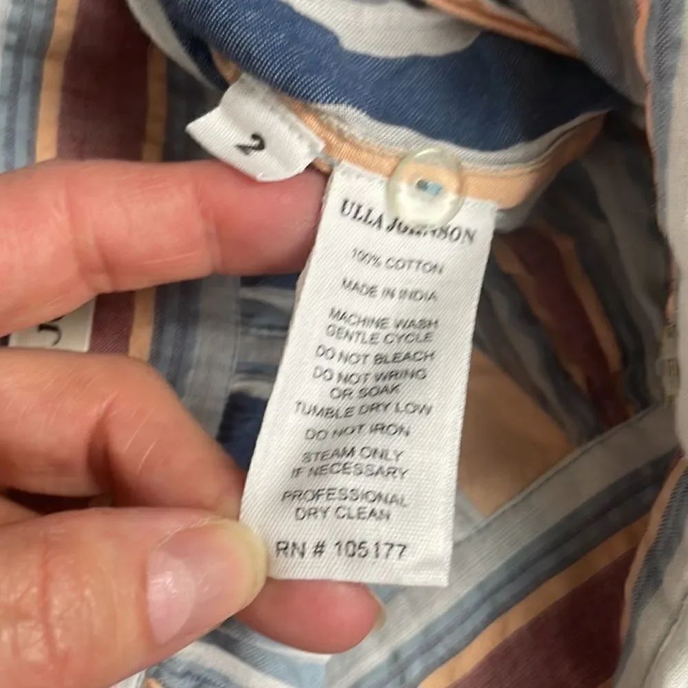Ulla Johnson Martim Shorts in Sky Seersucker Stripe Tie sz 2 - Picture 6 of 14